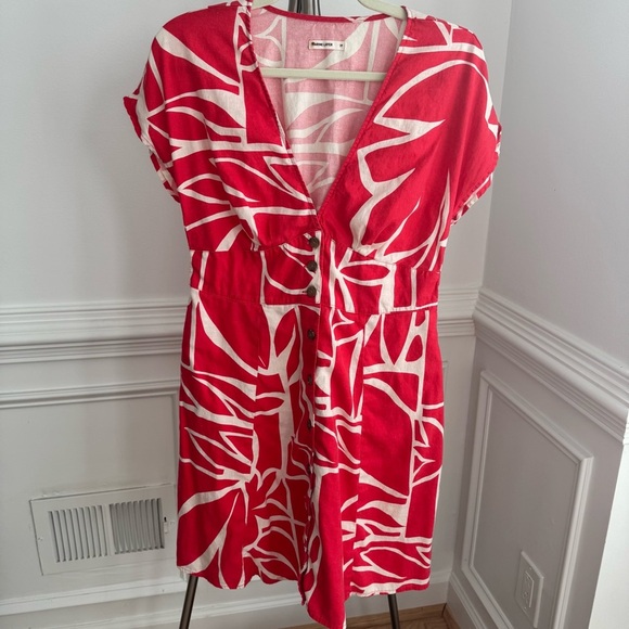 MARINE LAYER Camila Mini Dress Red and White V-Neck Size Medium - Picture 6 of 11